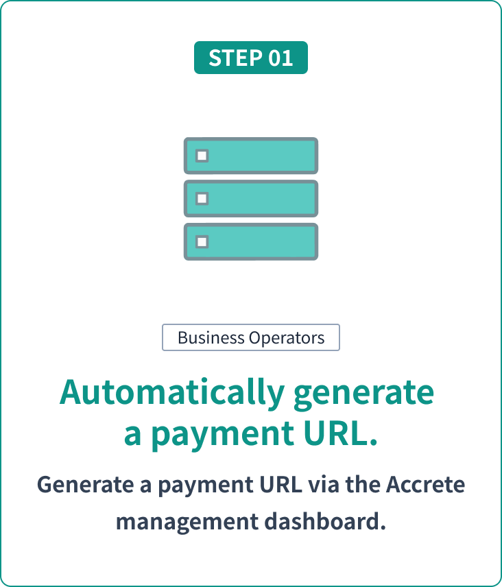 STEP 01 Automatically generate payment URL